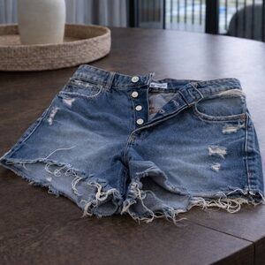 Zara Frayed Blue Jean Shorts (Size 8)